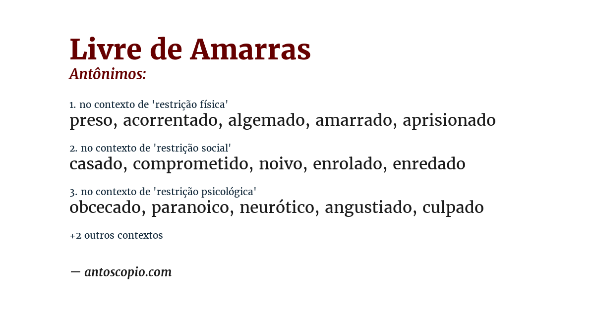 Antônimo de livre de amarras