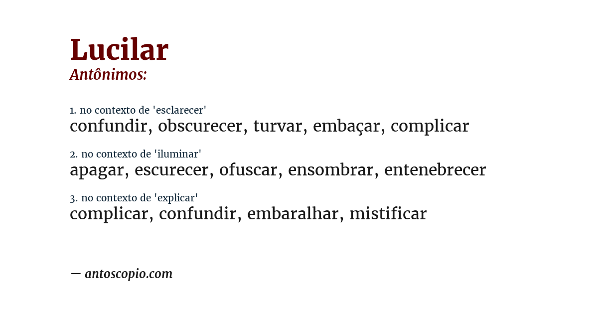 Antônimo de lucilar