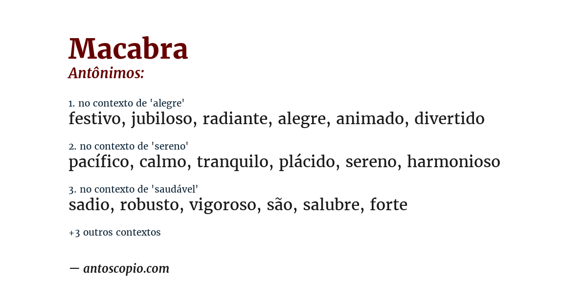 Antônimo de macabra