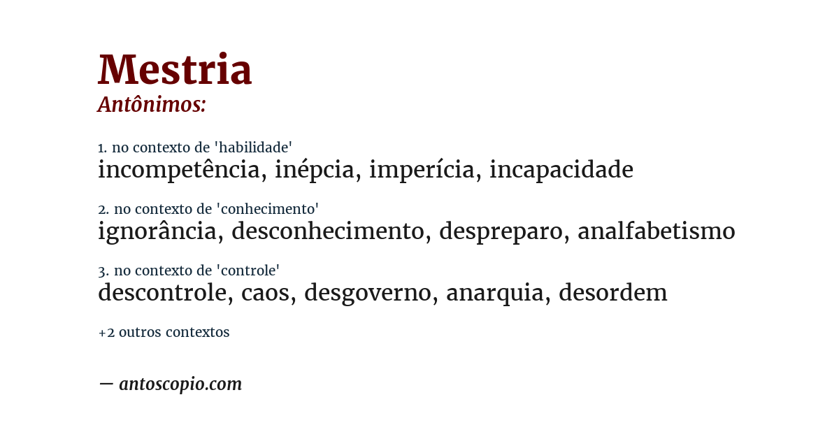 Antônimo de mestria