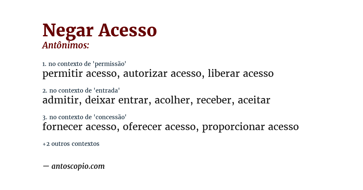 Antônimo de negar acesso
