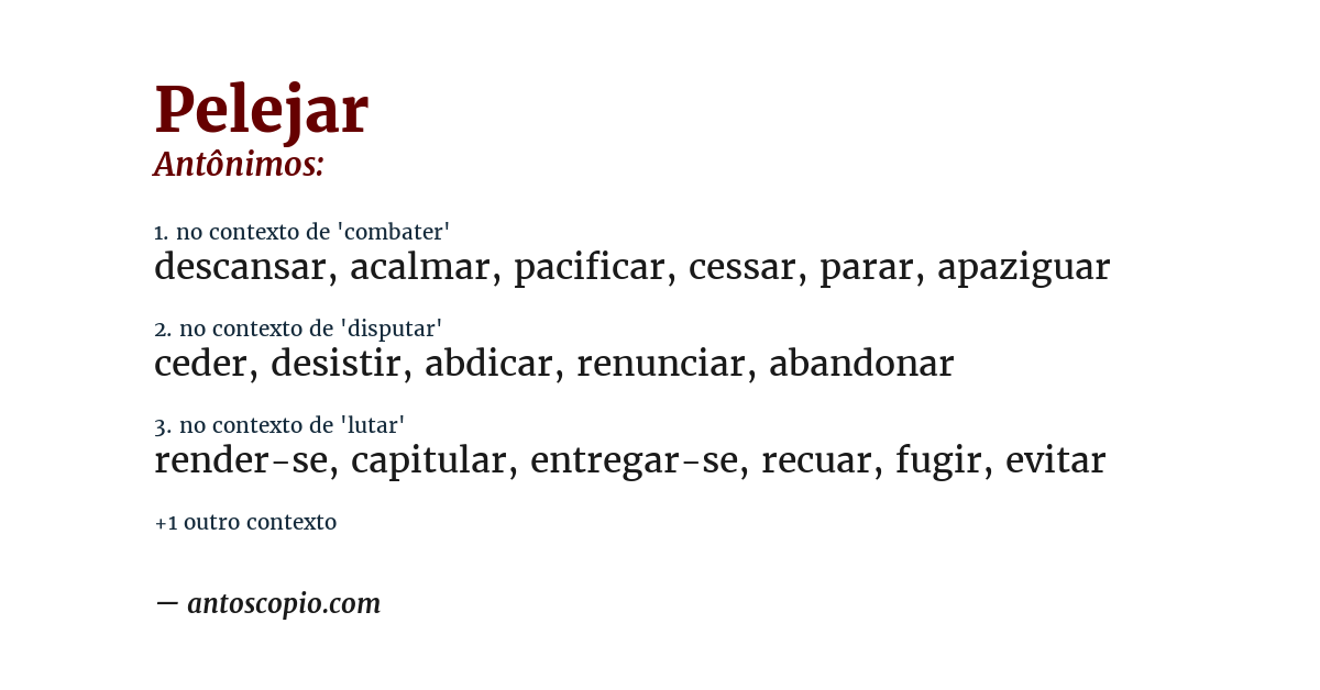 Antônimo de pelejar