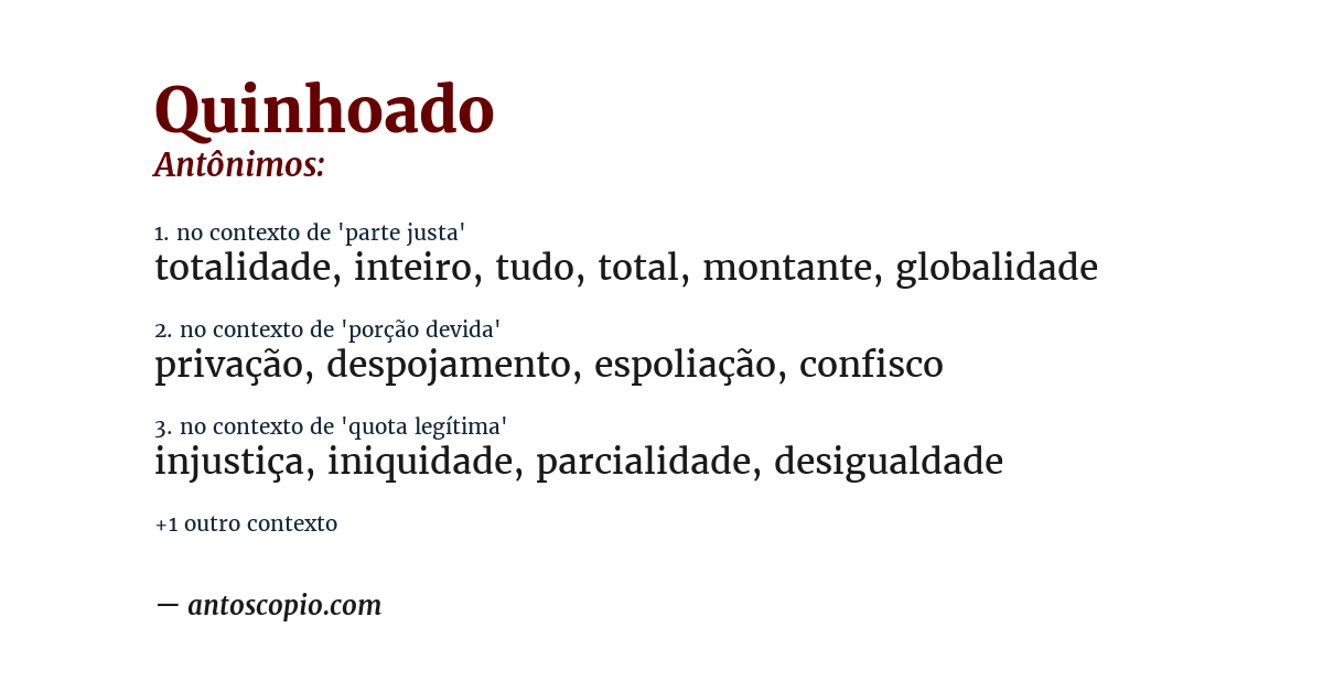 Antônimo de quinhoado