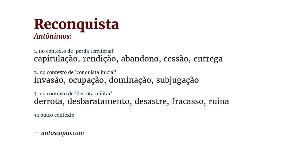 Antônimo de reconquista