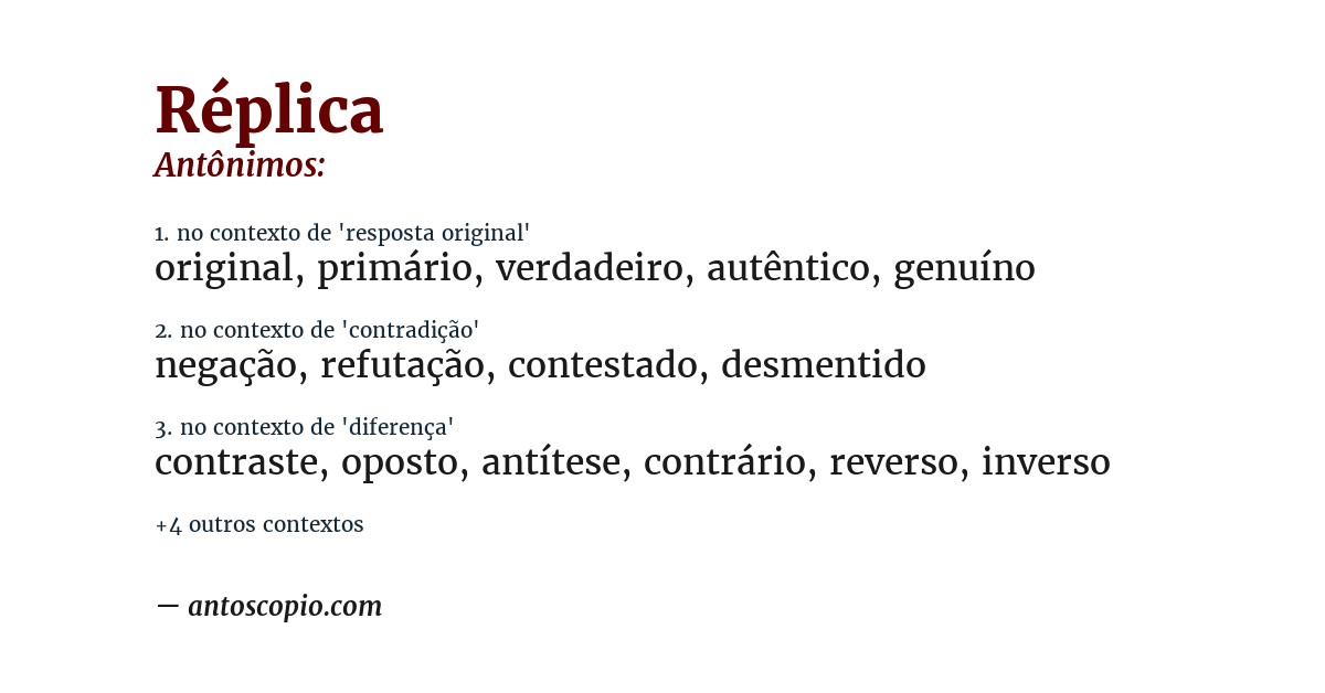 Antônimo de réplica
