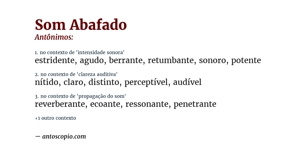 Antônimo de som abafado