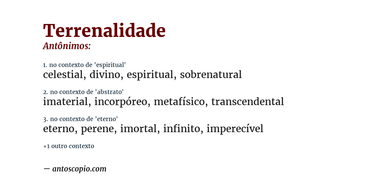 Antônimo de terrenalidade