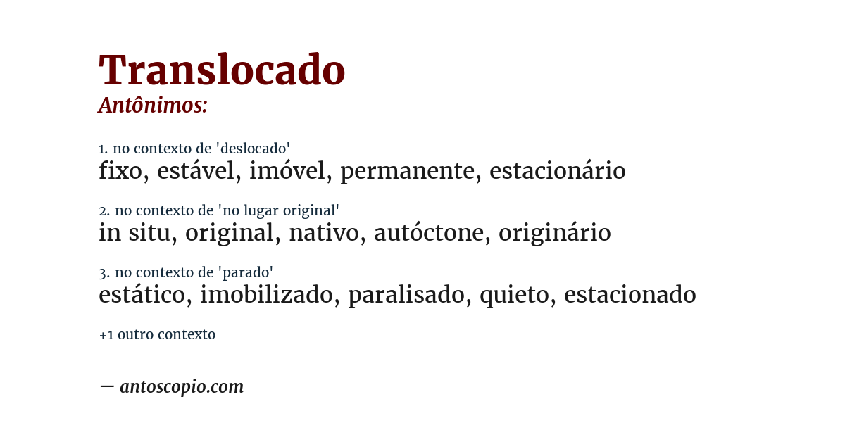 Antônimo de translocado
