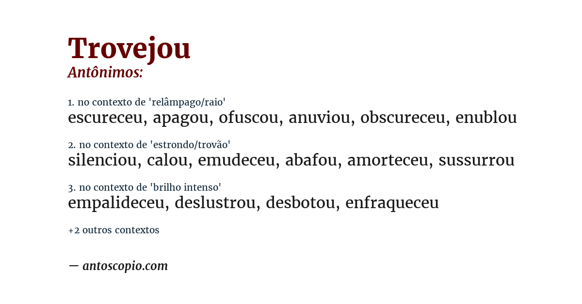 Antônimo de trovejou