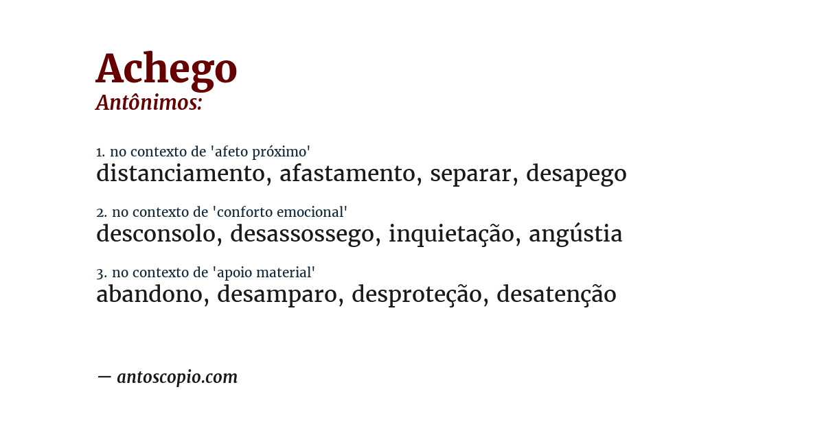 Antônimo de achego
