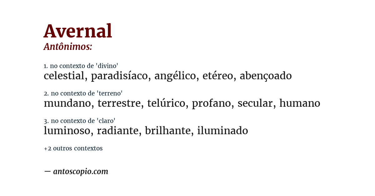 Antônimo de avernal