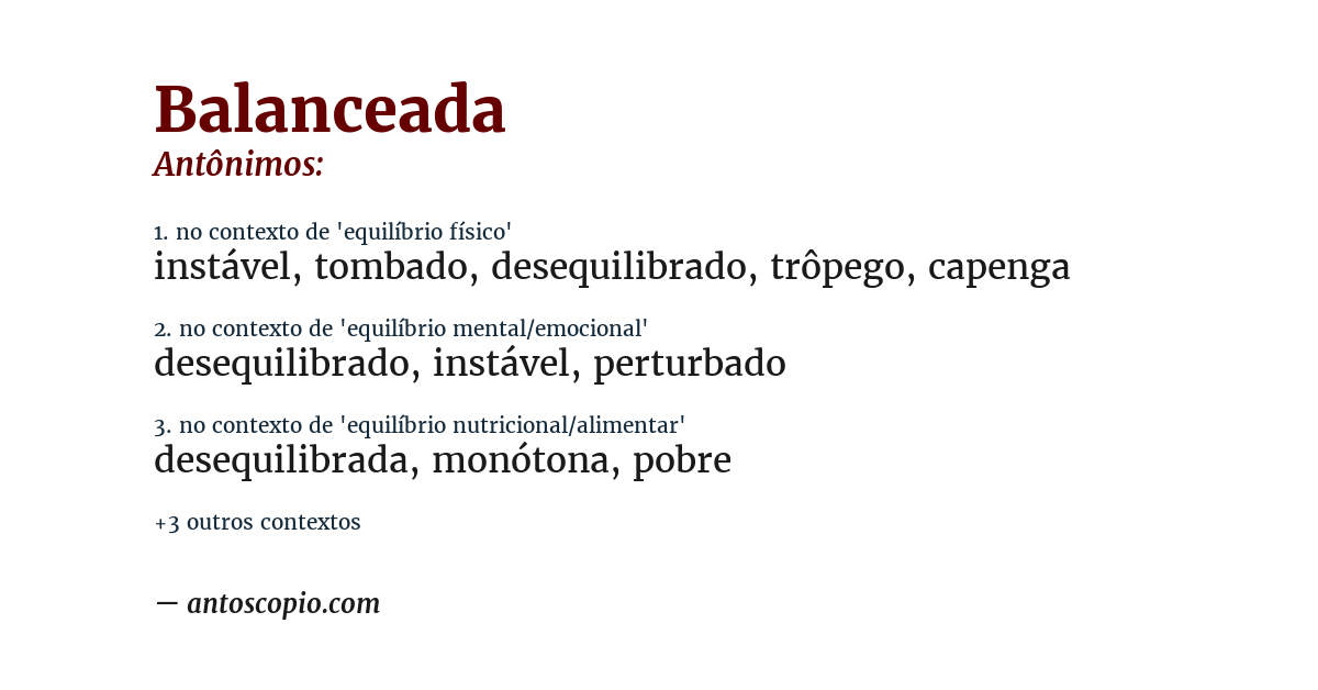 Antônimo de balanceada