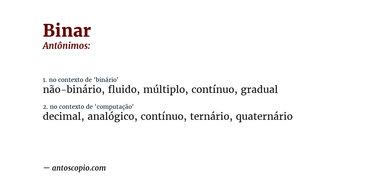 Antônimo de binar
