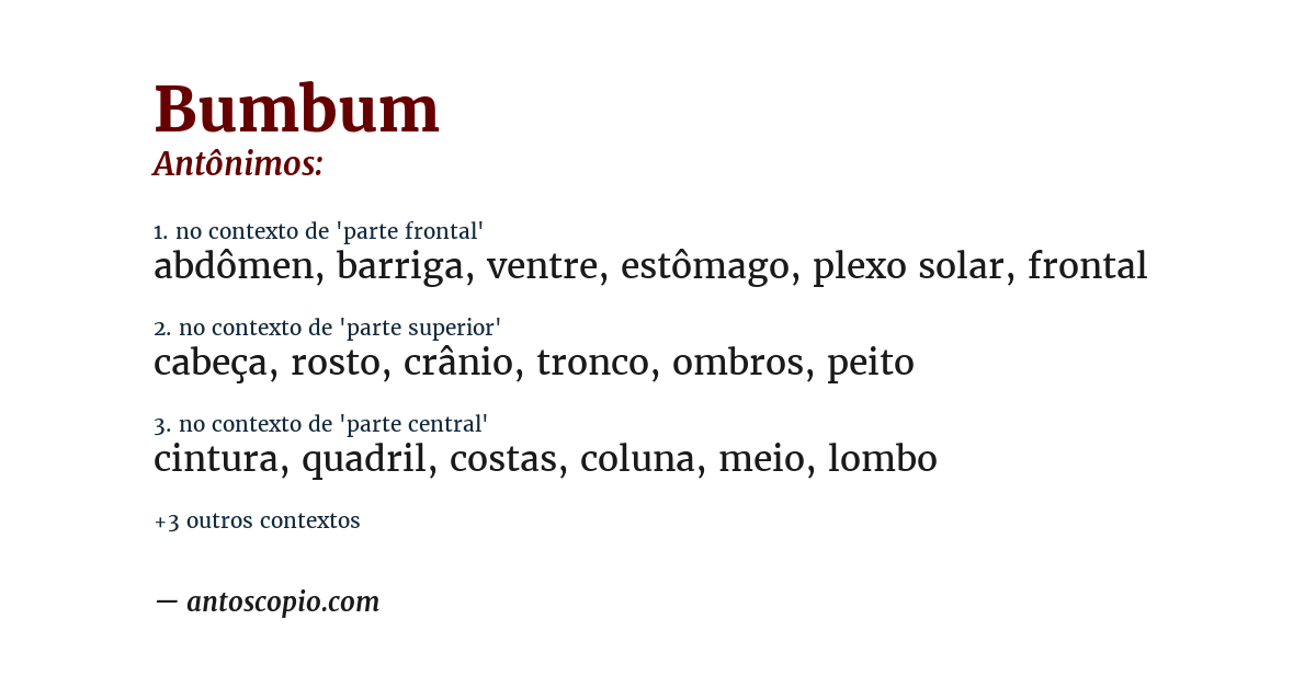 Antônimo de bumbum