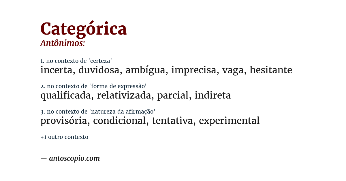 Antônimo de categórica