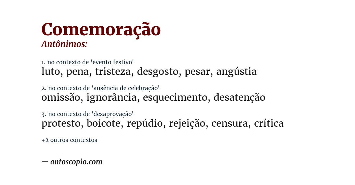Antônimo de comemoração