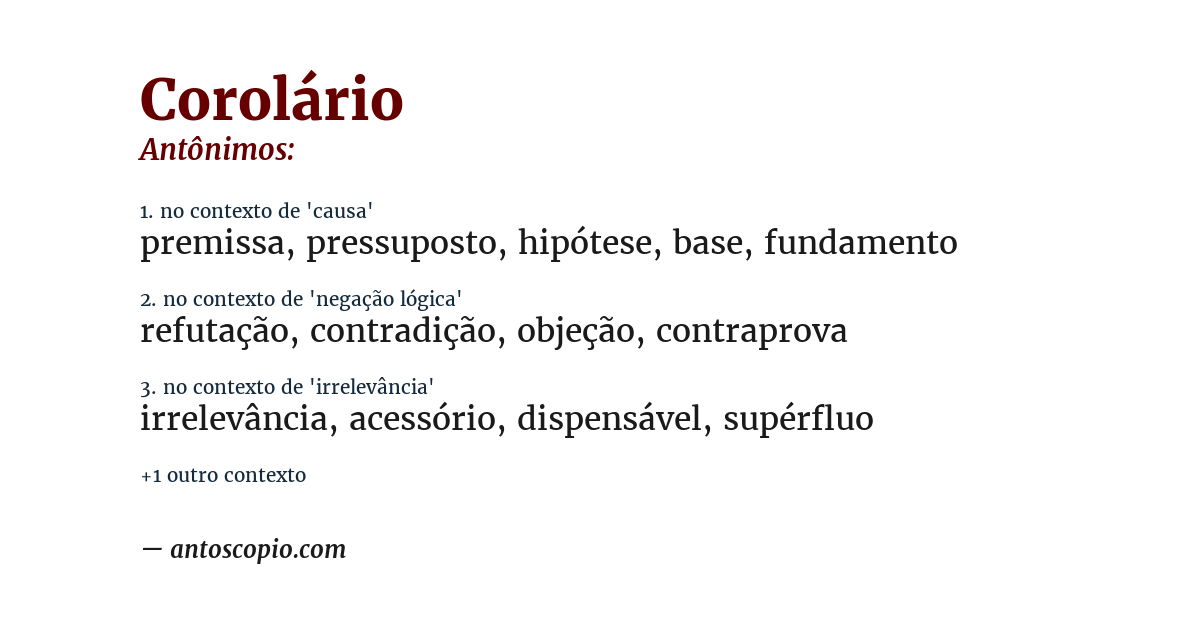 Antônimo de corolário
