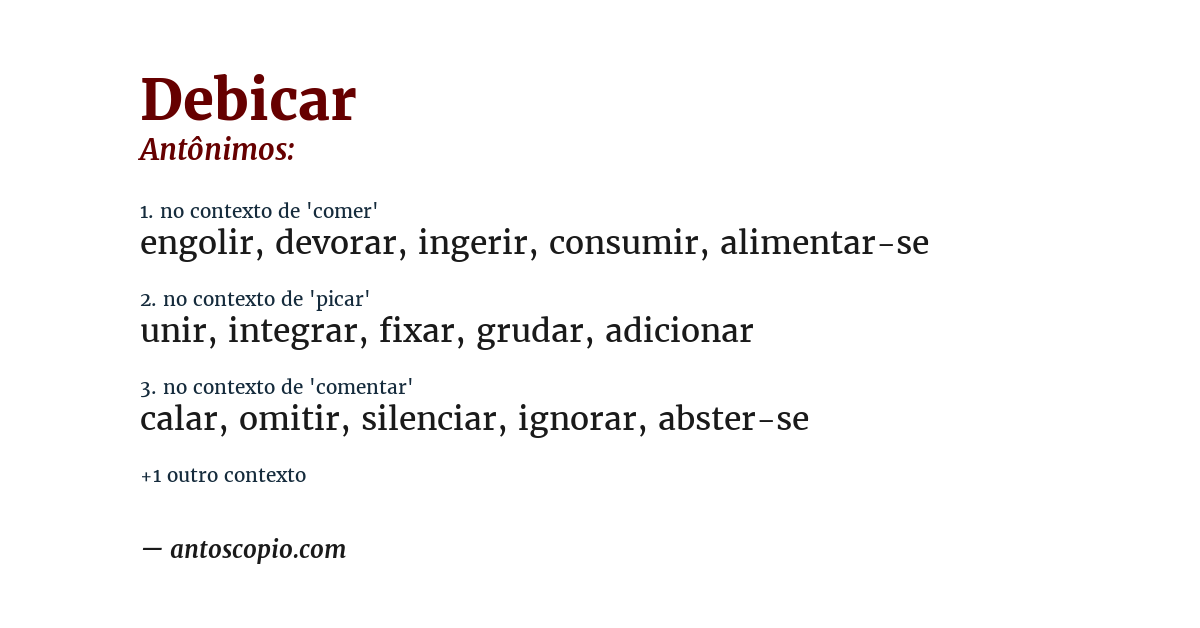 Antônimo de debicar