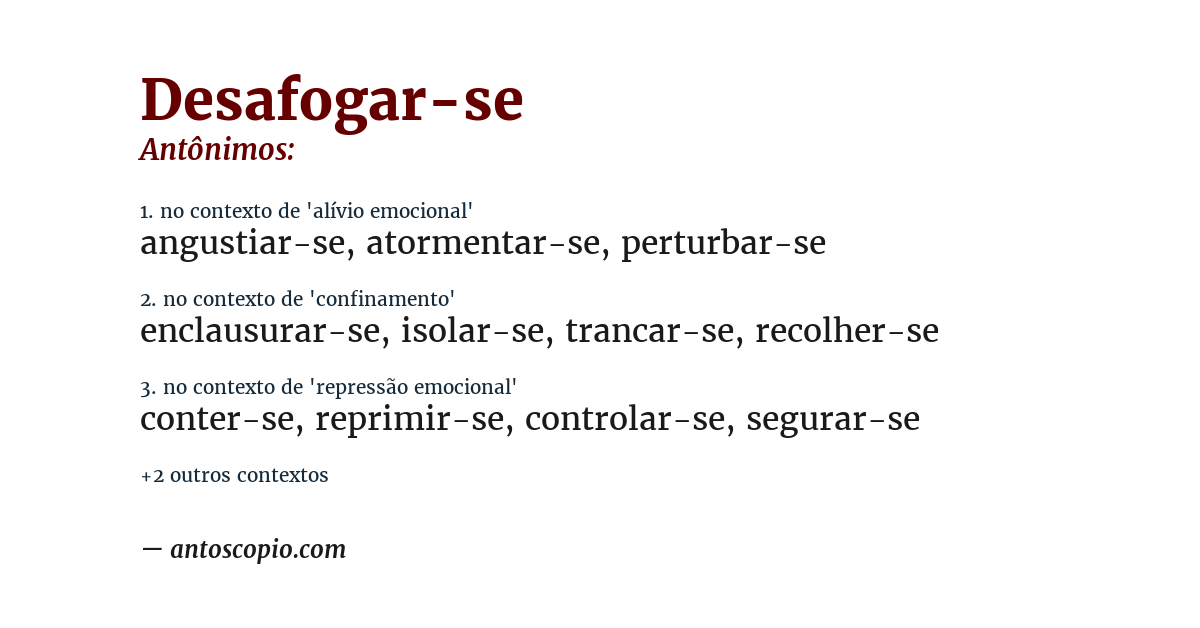 Antônimo de desafogar-se