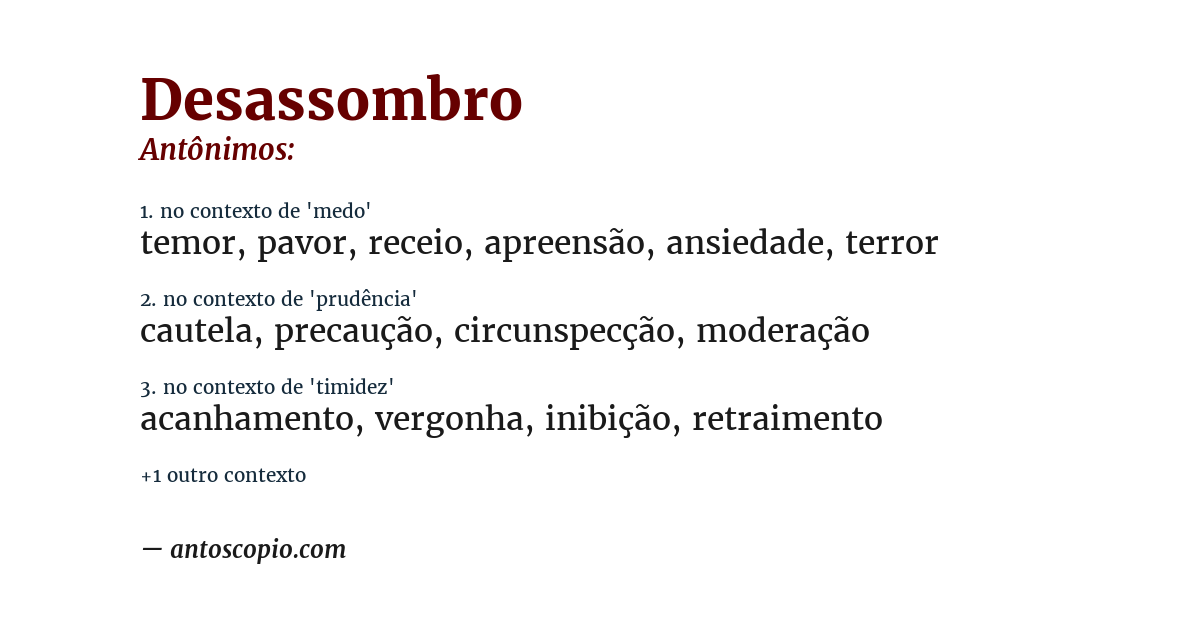 Antônimo de desassombro