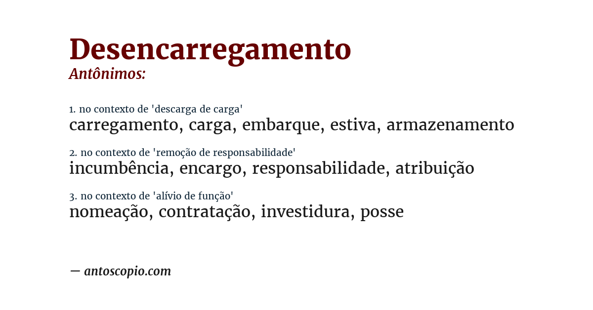 Antônimo de desencarregamento