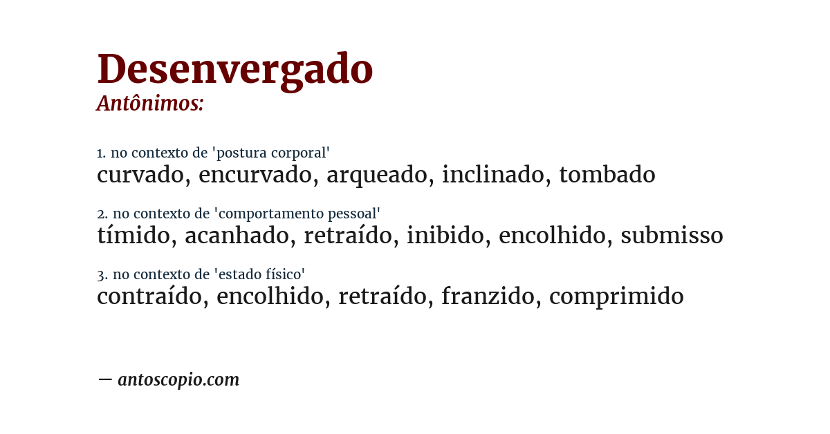 Antônimo de desenvergado