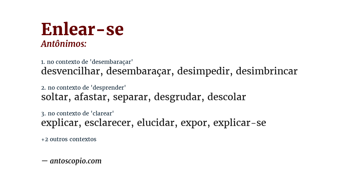 Antônimo de enlear-se