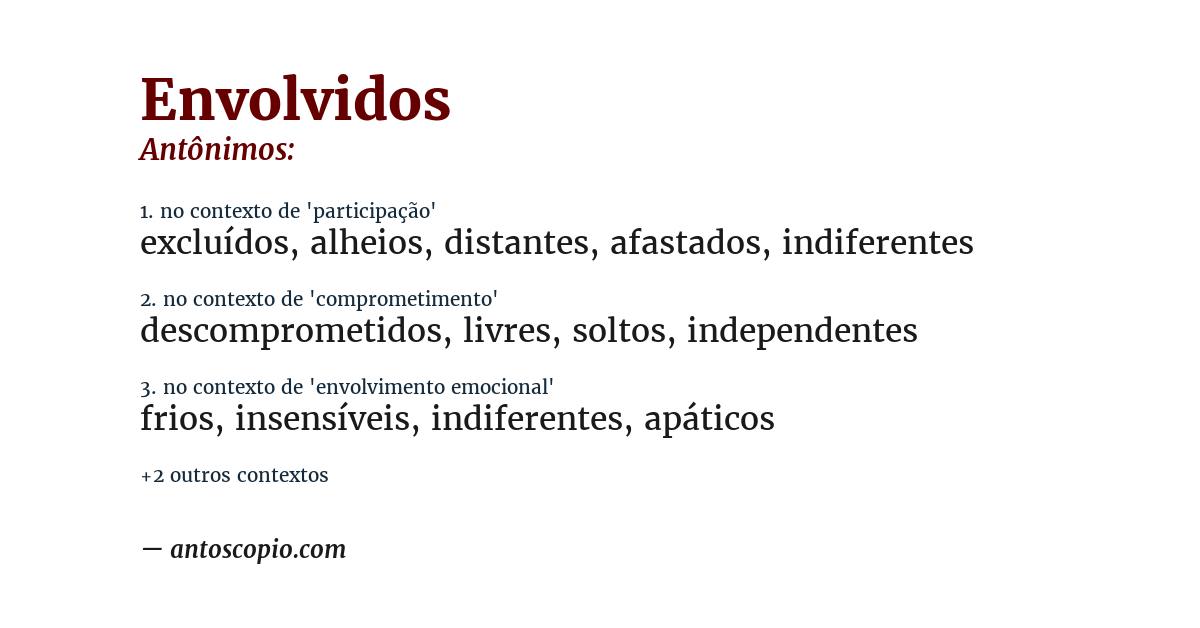 Antônimo de envolvidos