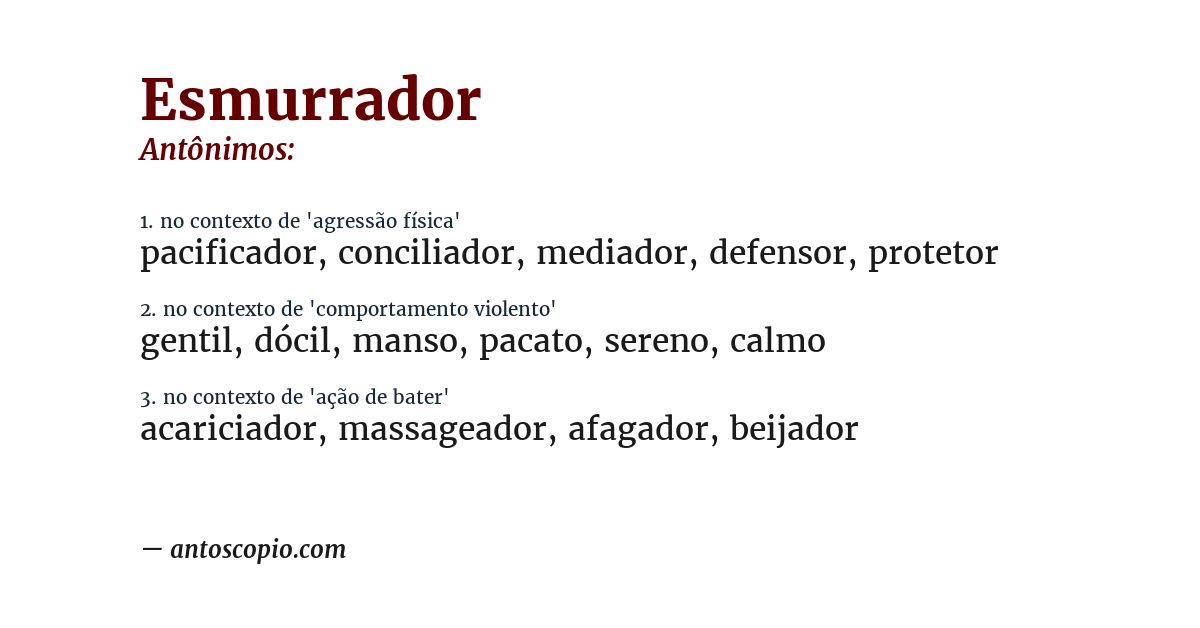 Antônimo de esmurrador