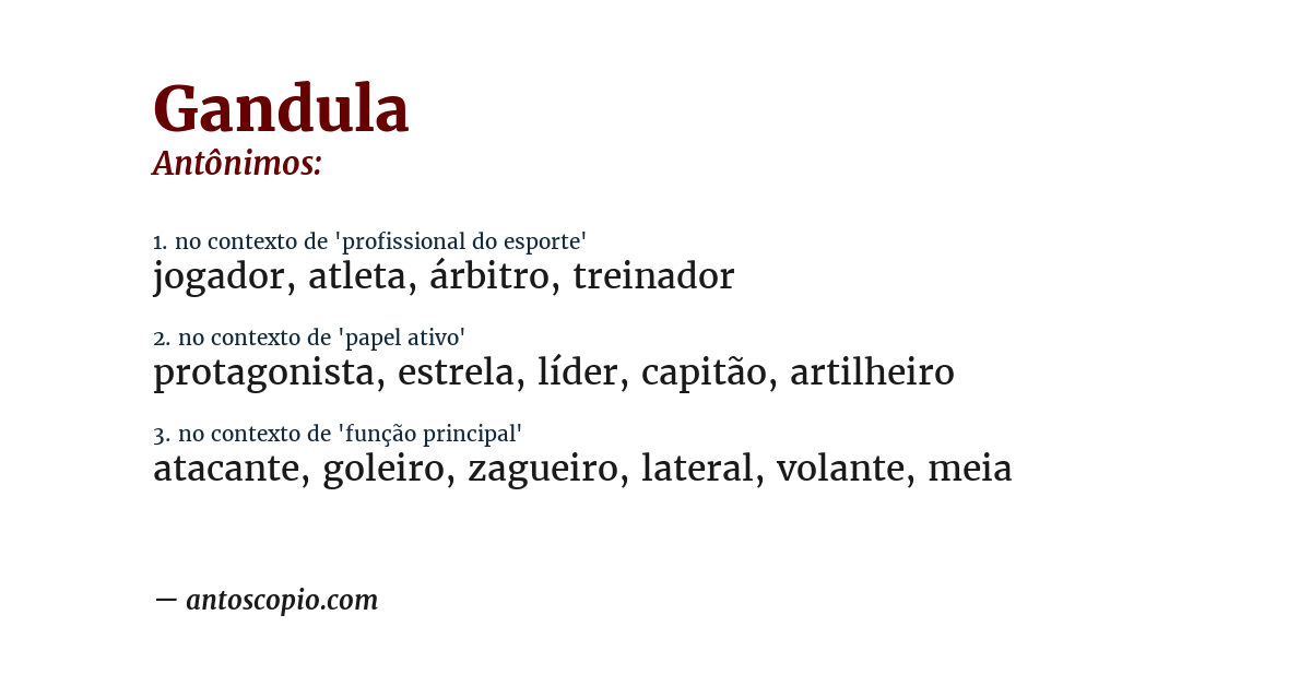 Antônimo de gandula