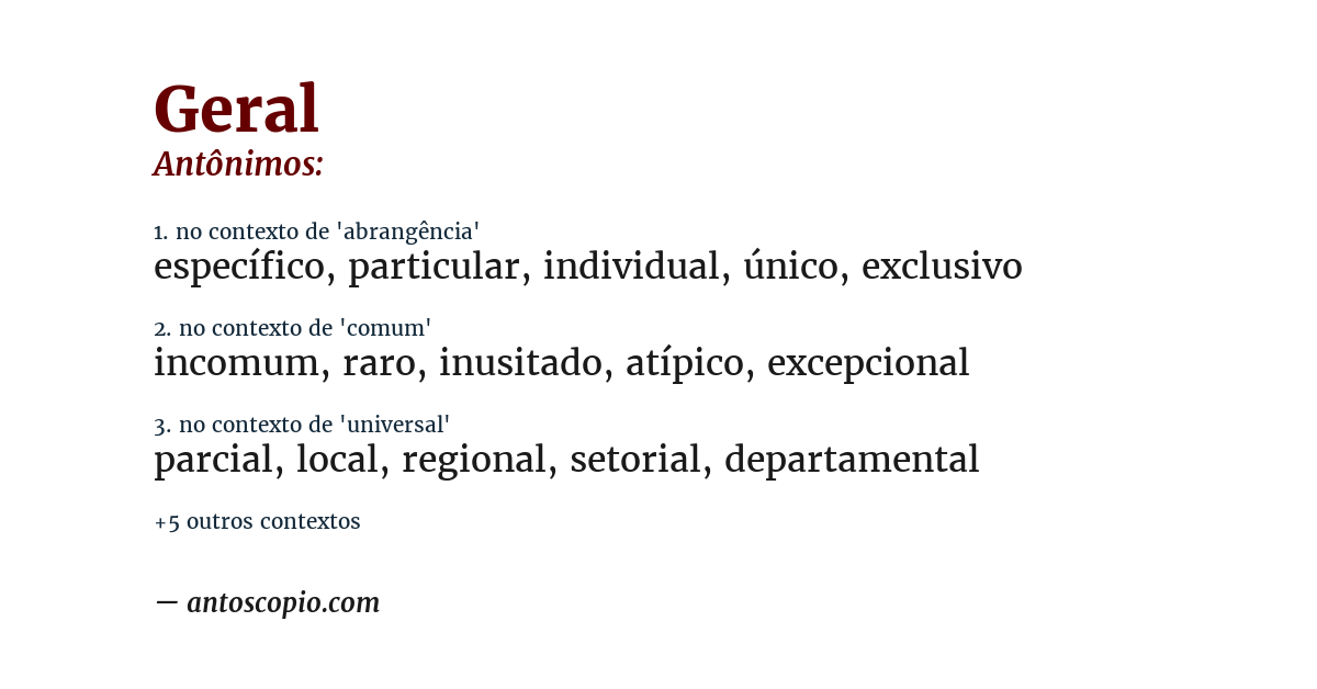 Antônimo de geral