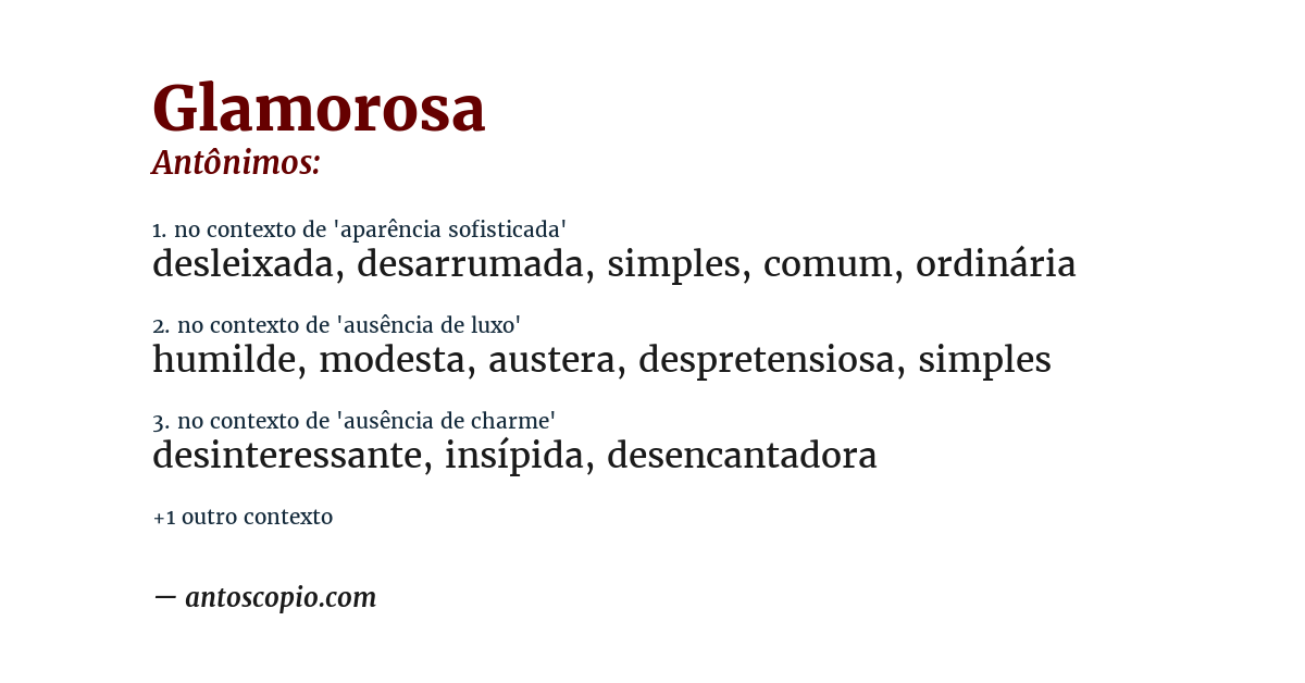 Antônimo de glamorosa