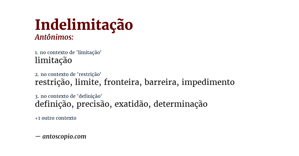 Antônimo de indelimitação