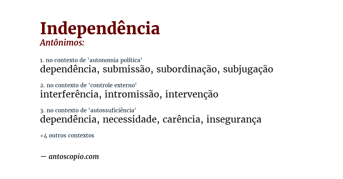 Antônimo de independência