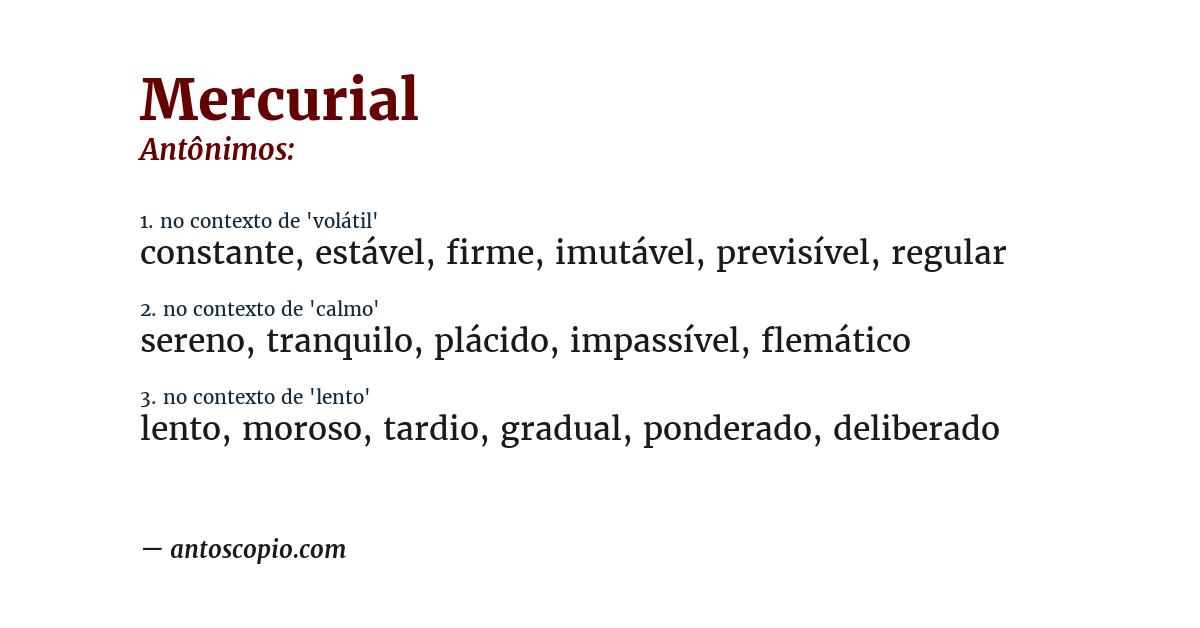 Antônimo de mercurial