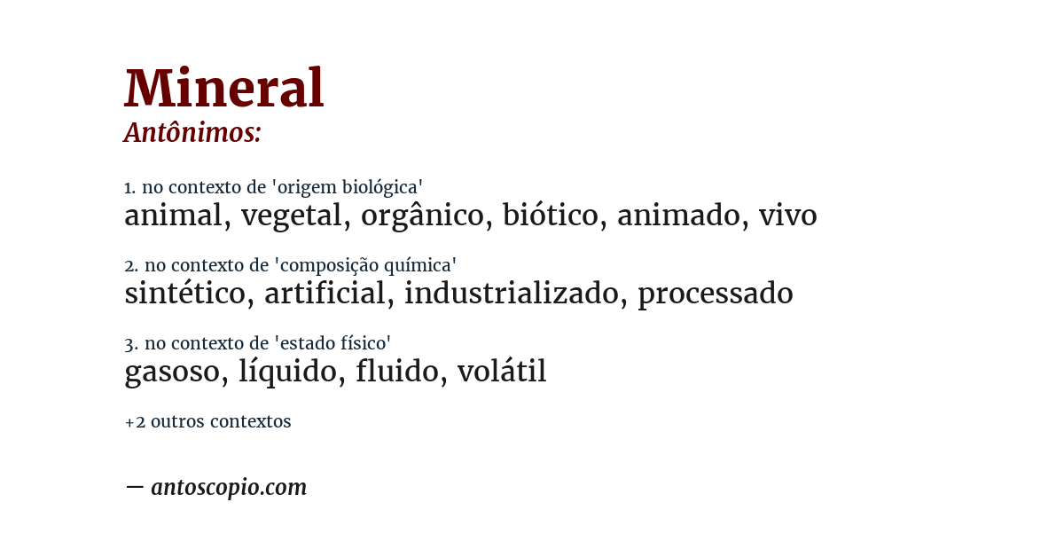 Antônimo de mineral
