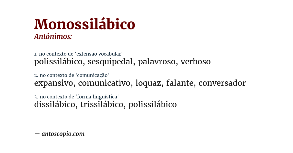 Antônimo de monossilábico