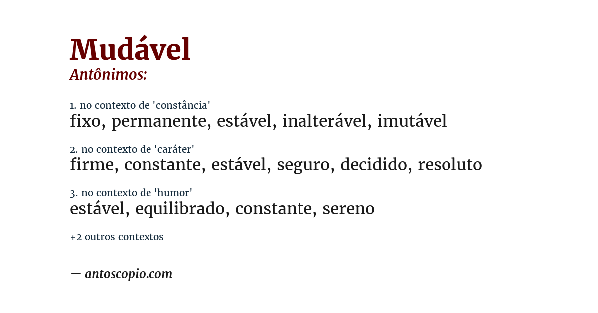 Antônimo de mudável