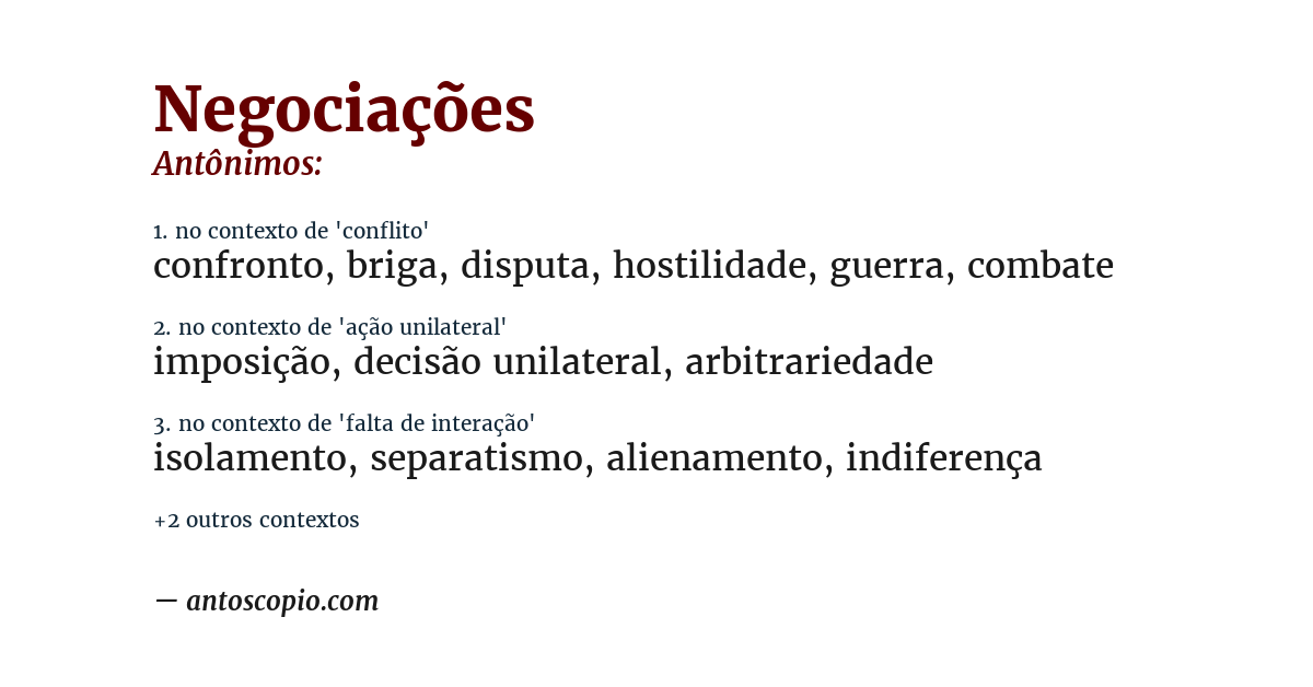 Antônimo de negociações