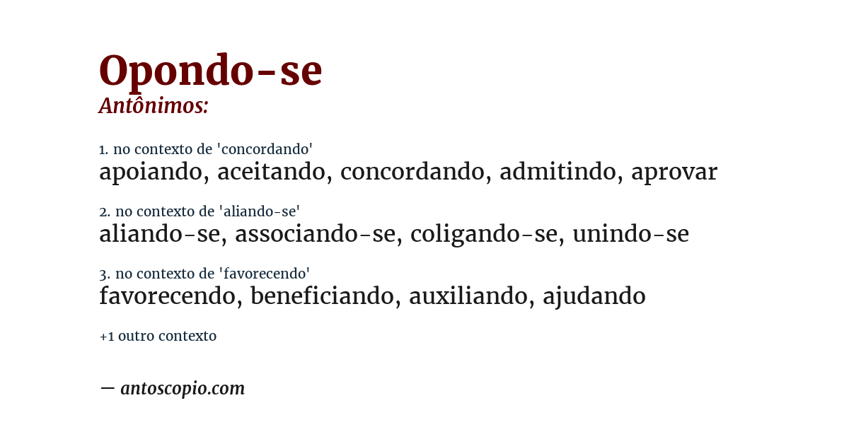 Antônimo de opondo-se