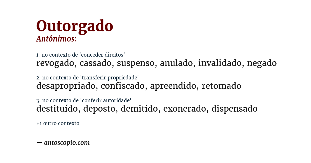 Antônimo de outorgado