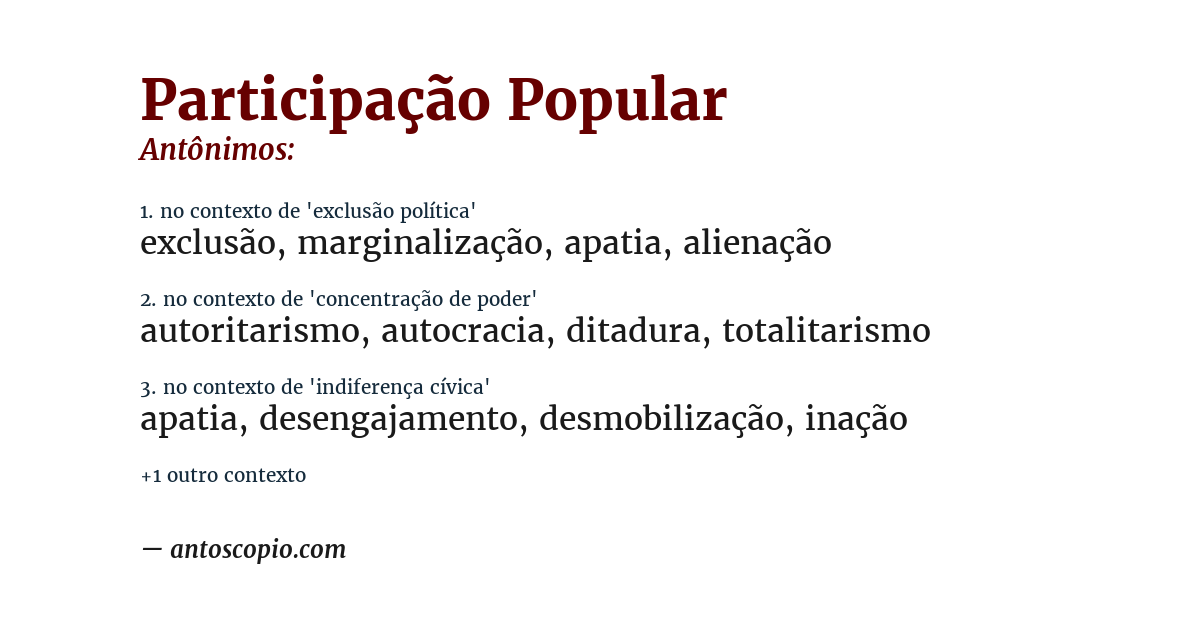 Antônimo de participação popular