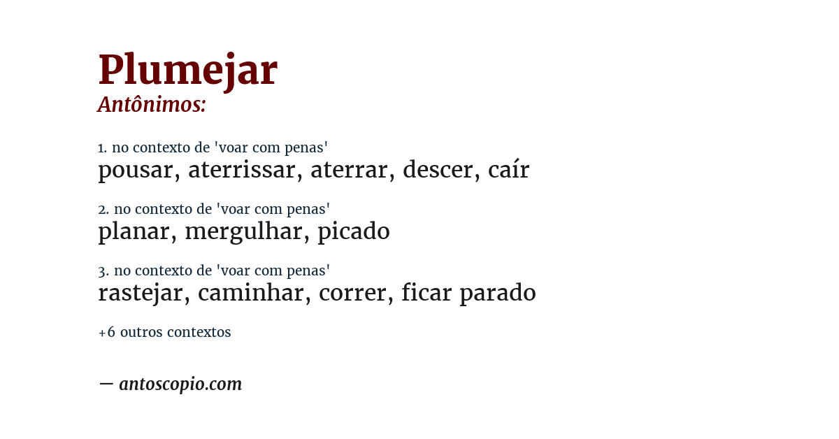 Antônimo de plumejar