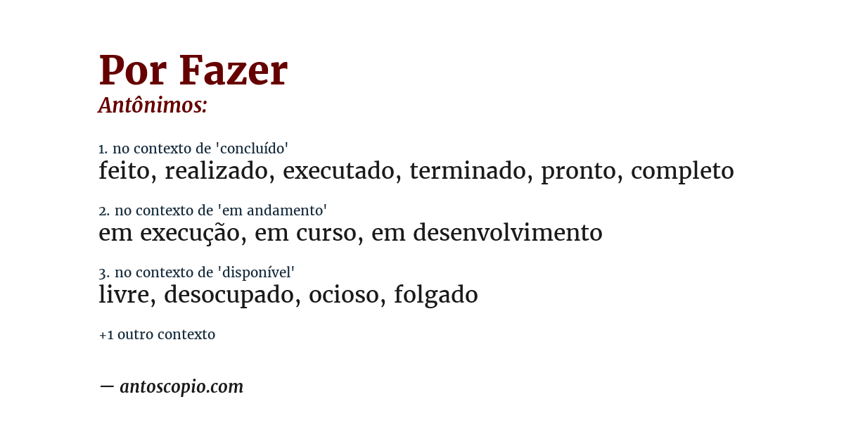 Antônimo de por fazer