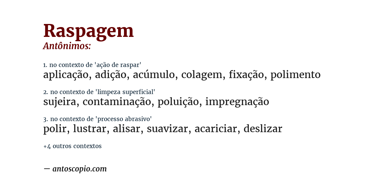 Antônimo de raspagem