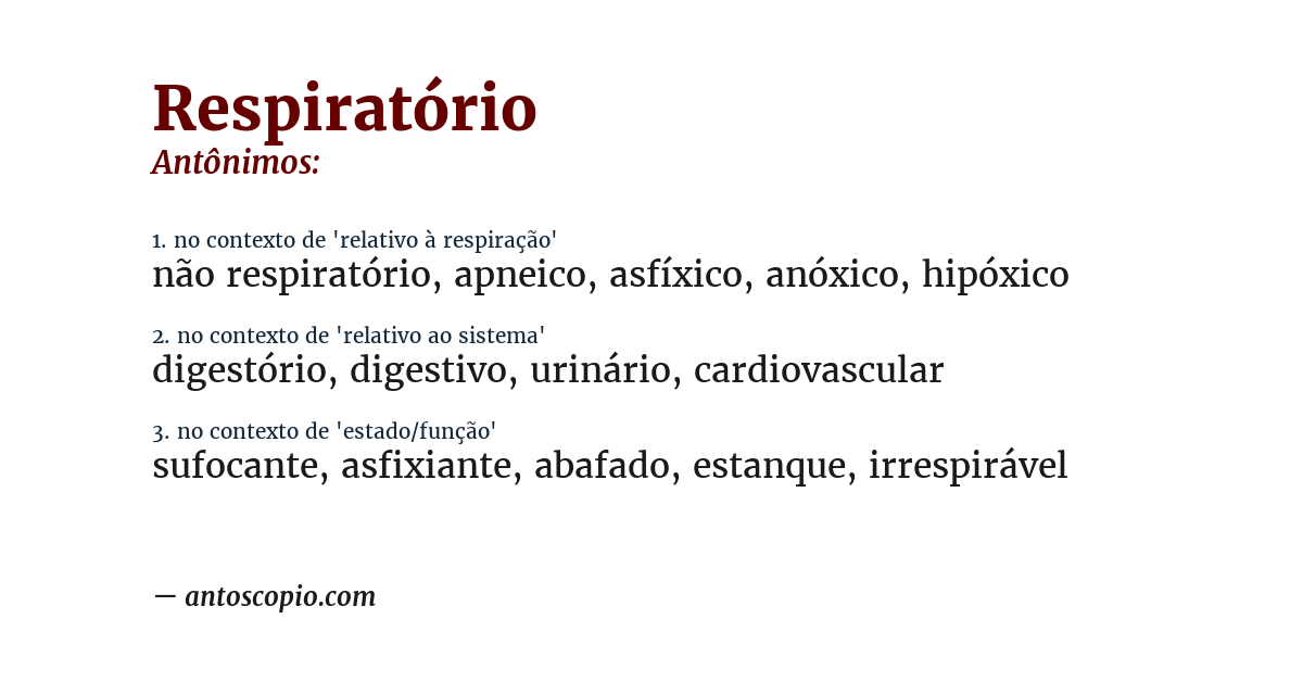 Antônimo de respiratório