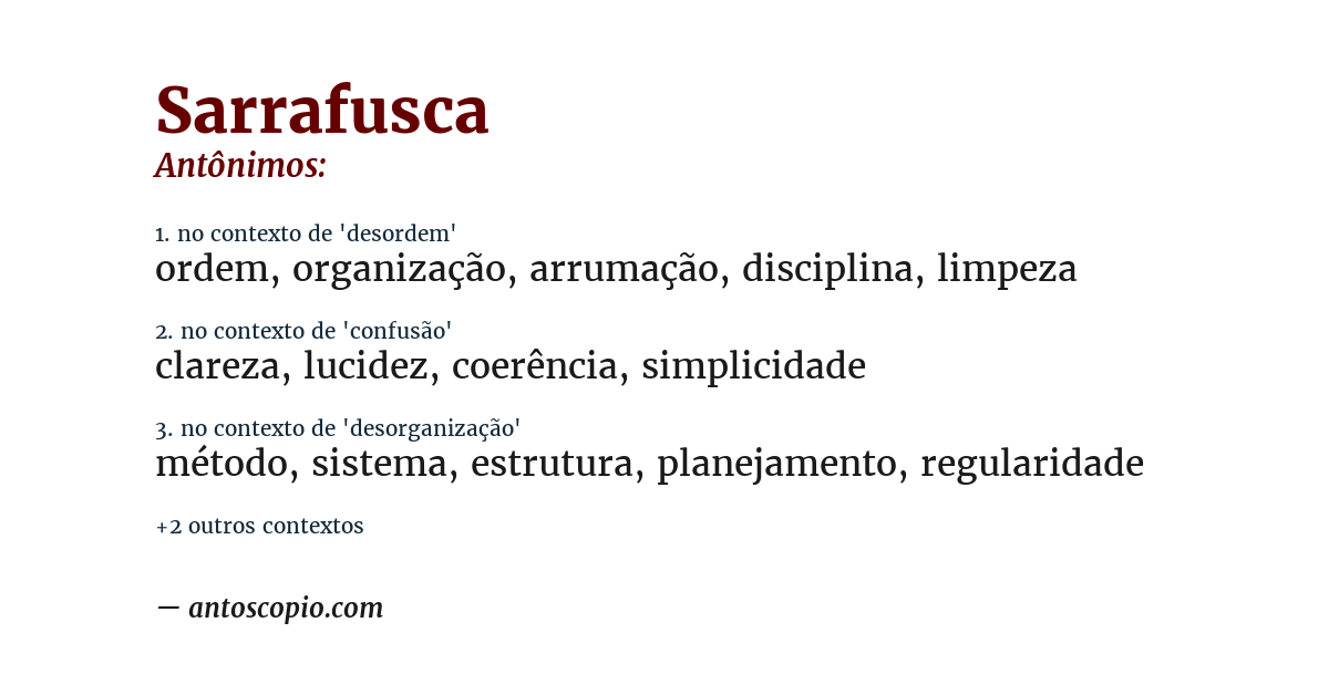 Antônimo de sarrafusca