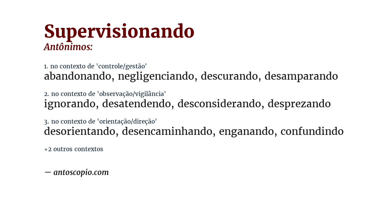 Antônimo de supervisionando