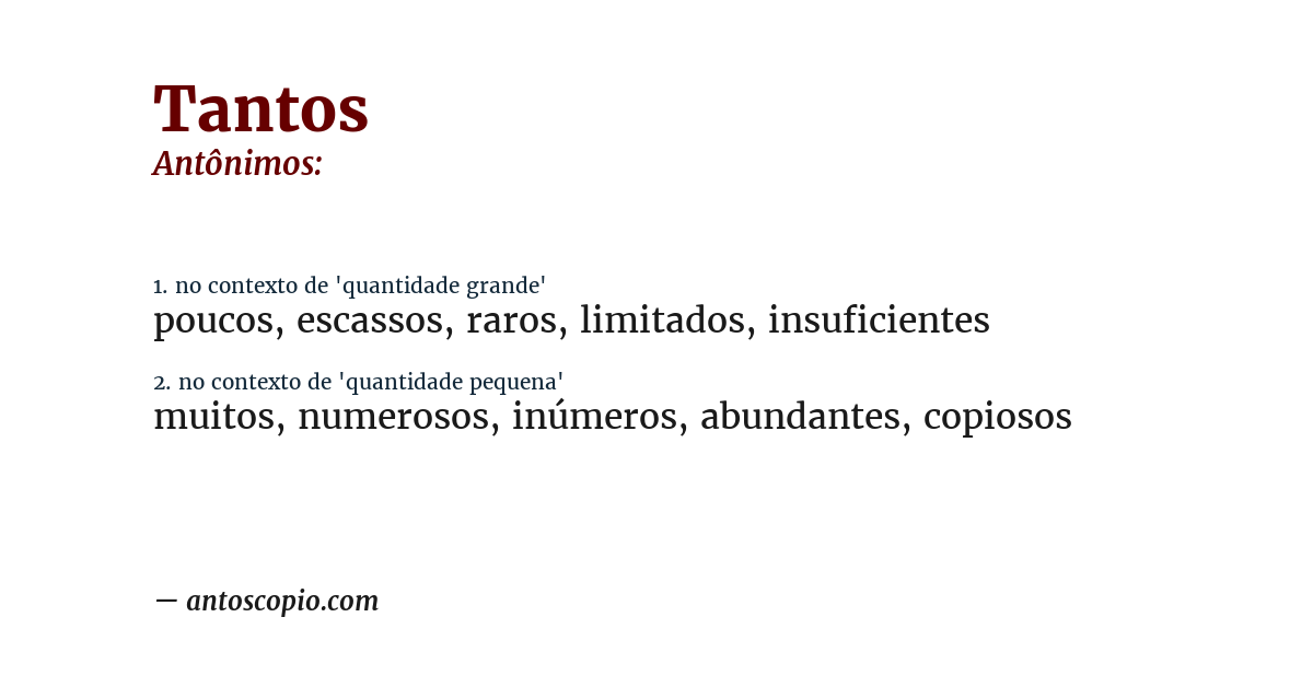 Antônimo de tantos