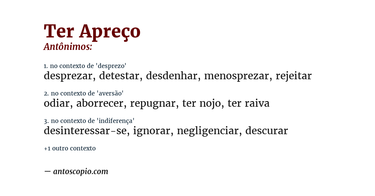 Antônimo de ter apreço